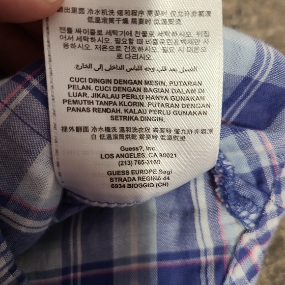  Guess Womens Button Down Shirt Sz L Gingham Check Barbie Western Pink Blue  - Picture 14 of 14